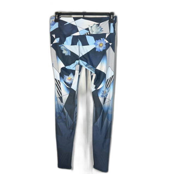 Noli Blue Geometric and lotus flower yoga leggings size M - Picture 3 of 6